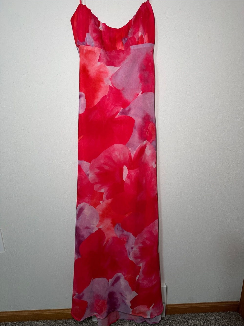 Billy J Floral Slip Maxi Dress in Vibrant Red and Pink
